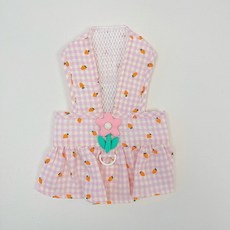 코코스튜디오 반려동물 당근 체크치마 하네스, 1개, 핑크