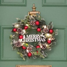 Happy Village 特製紅球聖誕花圈, 混合色, 40cm, 1個