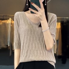 Day Soy 女性V領安全短袖針織衫