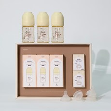 Haenim 喜臨 Nothing 多合一三入組 奶瓶 3p + 奶嘴 4p, 媽媽奶油黃, 1套, 150ml