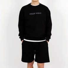 콘피아르 남성용 프라이데이 자수 긴팔 맨투맨 반바지 세트 TCSU21