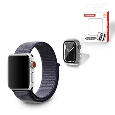 디씨네트워크 스마트워치 경량 스포츠 스트랩 + 풀커버 하이브리드 케이스 세트, 체크퍼플(스트랩), 반투명(케이스), 1개