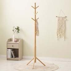 YEDAUM 路易斯實木站立式衣架 三角掛衣架, 原木色