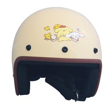 evo helmets 布丁狗與大耳狗半罩安全帽 + 抗uv短鏡片 + 免洗內襯套 6個, 象牙白