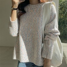 화이트폭스 여성용 컬러 믹스 언발 울 니트