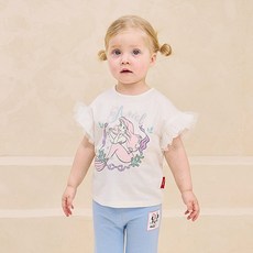 milkmile 女童透氣迪士尼小美人魚Missing You紗質荷葉邊T恤