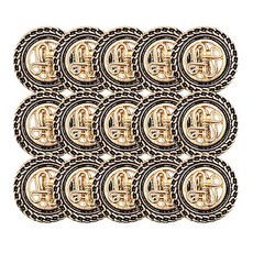 奢華雙層裝飾大衣鈕扣 21mm, 15個, 金黑色