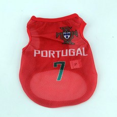 더플로우 국가대표 축구선수 우리 강쥐 반려동물 유니폼 조끼, 포르투갈, 1개