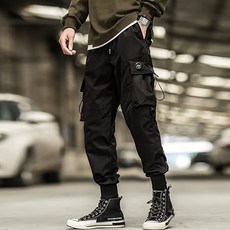 PDS패션 남성용 발목이 짱짱한 멀티포켓 카고 빅사이즈 고무줄 조거팬츠