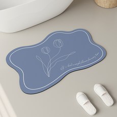 PEONIST 吸水性奶油風防滑地墊, 藍色