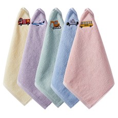 30支棉交通工具刺繡掛耳毛巾, 5個, 隨機出貨