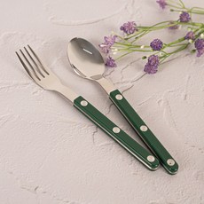 티니블랑 레브 1인 디저트 양식 식기세트, 그린, 티스푼 + 티포크, 1세트