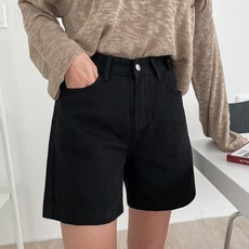 jalbba jean 女款鈕扣腰帶設計棉質四分褲 7396