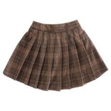 Orangedamom 女童鈕扣格紋百褶裙