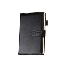 BUBU人造皮革扣環商務日記本, 黑色的