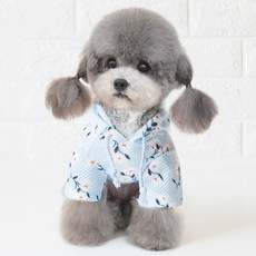 MarketA 寵物花朵網紗防曬連帽T恤, 藍色