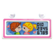 Blingbling 雙色車牌停車寶石十字繡 DIY套組, 情侶 + 白色粉紅, 1套