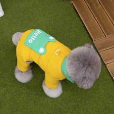 코코스튜디오 반려동물 기모 코코 하네스 헬로팝 패딩 올인원, 1개, 옐로우