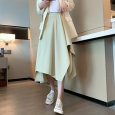 마켓에이 여성용 언발란스 A라인 롱 슬림 스커트