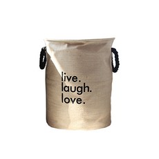 The Flow Company 牛仔布棉 Live Laugh Love 圓形布籃 35 x 35 x 45cm, 淺褐色的, 1個