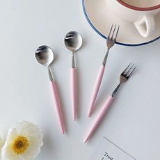 Bogen 艾菲爾餐具組 銀粉色, 茶匙 2入 + 茶叉 2入, 1套