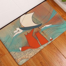 宅家狐狸法蘭絨玄關地墊, 005, 1個