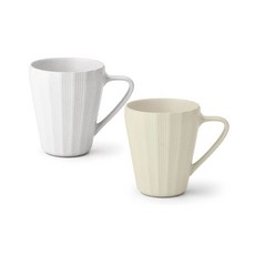 광주요 국산 백합 머그잔 2종 세트 330ml, 백색 + 유백색, 1세트