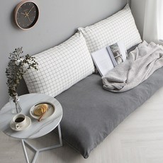 juho DECO 長條格紋靠枕套 +大尺寸長條坐墊套 2入組, 白色的