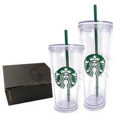 스타벅스 더블 월 코어 콜드컵 473ml + 710ml + 선물 포장 세트, 투명, 1개