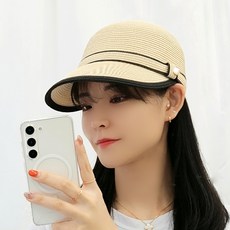 제이제이나인 여성용 밀짚 지사 라인 캡모자 JS279