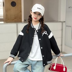 Starbean 兒童蝴蝶結刺繡拼色棒球外套