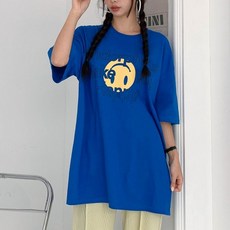 라라온 여성용 통기성 스마일리 오버핏 티셔츠 TSP322