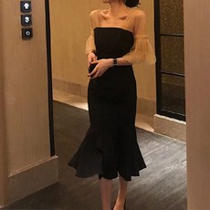 여성용 101 시스루 프릴 머메이드 롱 원피스 CH-2320189 빅사이즈 포함