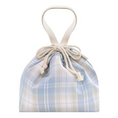 체크봉봉 보냉보온 도시락가방, 스카이, 1개