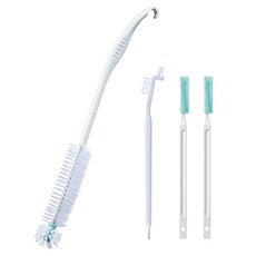 mameita 窄口水瓶長柄清潔刷 + 保溫瓶瓶蓋專用清潔刷, 洗瓶刷*1+保溫瓶蓋口刷 *1+保溫瓶蓋縫隙刷*2, 1套, 混色