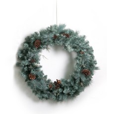 聖誕松果混合花環, 白綠色, 1個