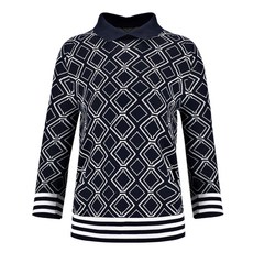 HALEY女款幾何圖形的緹花7分袖針織衫 HU-TT1001NY01