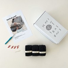 뜨개사계절 초보자용 DIY 뜨개질 코바늘 목도리 키트, 다크그레이, 1세트