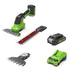 그린웍스 24V 무선 충전 2IN1 핸드 잔디깍기 1600373 + 2Ah배터리 + 고속충전기 + 잔디깍기 추가날 세트, 1세트
