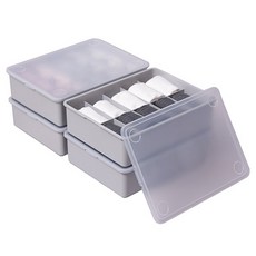 EZLIVING 內衣褲收納盒 10格 2入+15格 2入組, 灰色(收納盒)+半透明(蓋子), 1組