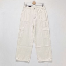 빼빼 여성용 허리 밑단 스트링 끈조절 포켓카고 와이드 면팬츠