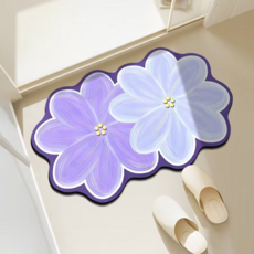 Cashrich 花卉藝術浴室吸水速乾防滑珪藻土腳踏墊 40 x 60 cm, 款式4, 2個