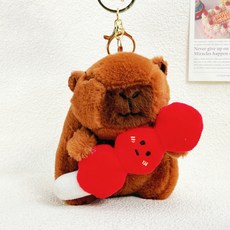 Junoel 水豚與朋友們 鑰匙圈 吊飾 娃娃, 1個, 吃糖葫蘆的水豚