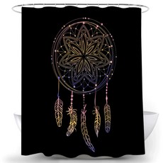 黑色捕夢網浴簾 TYPE 17 150 x 180 cm, 1個, TYPE17