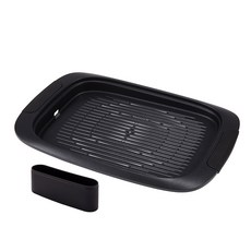 HAPPYCALL 把手鑽石IH方形烤盤+集油盒 灰色, 398*286*40cm, 1組