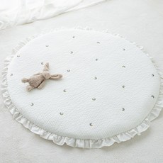 lolbaby 100支棉刺繡圓形薄墊, 星月白, 1張