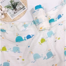 럭셔리베이비 유아용 2중 뱀부거즈 라이트 블랭킷, 고래