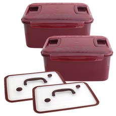 手提泡菜儲存盒 酒紅色 10L, 2個