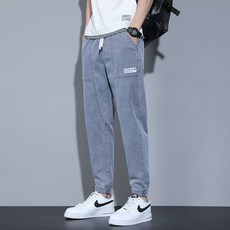 男款 MarketA 鬆緊帶補丁牛仔束口褲 k358