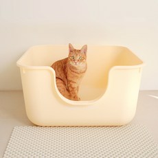 SOSIM TIGER 貓咪真心箱貓砂盆, 1個, 奶油色